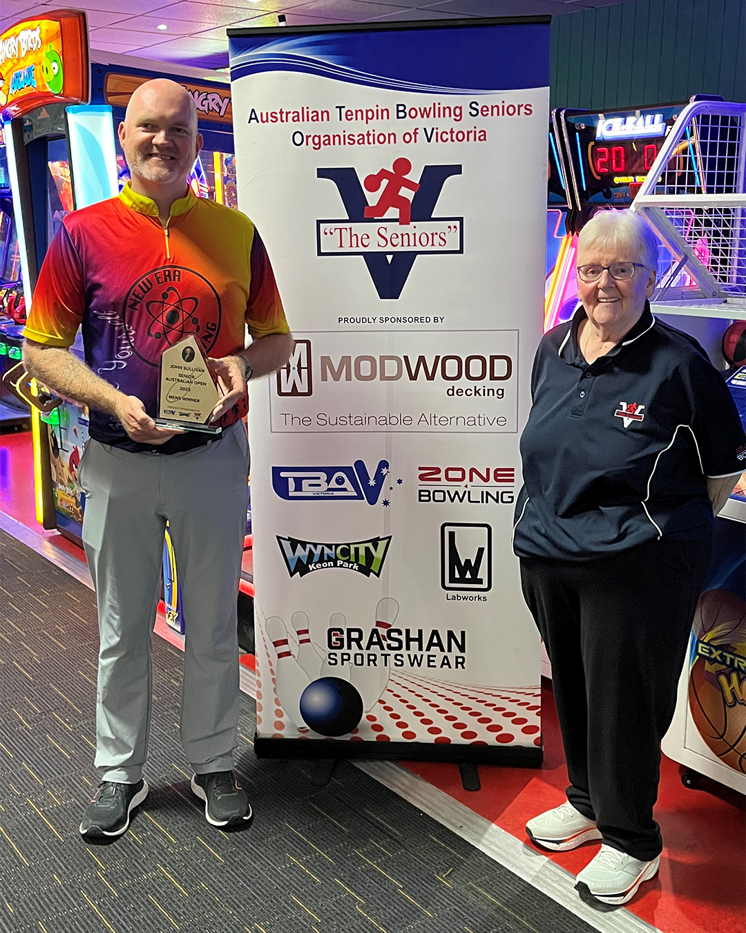 Men's Champion - Adam Hayes with Tournament Director Sue Raphael